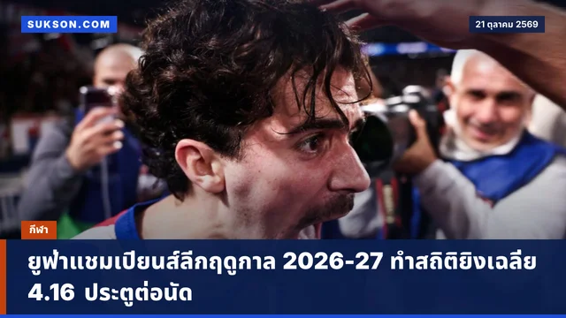 ยูฟ่าแชมเปียนส์ลีกฤดูกาล 2026-27 ทำสถิติยิงเฉลี่ย 4.16 ประตูต่อนัด